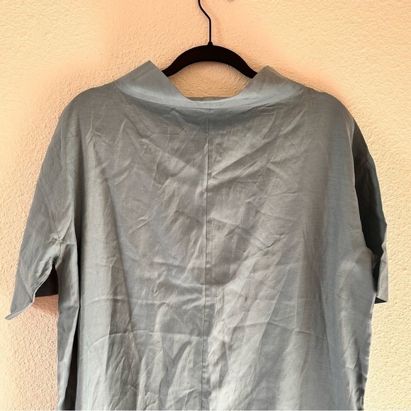 COS Drop Shoulder Mock Cowl Neck Midi Dress Muted Blue Color Women Sz EUR 42 NWT - Picture 4 of 10